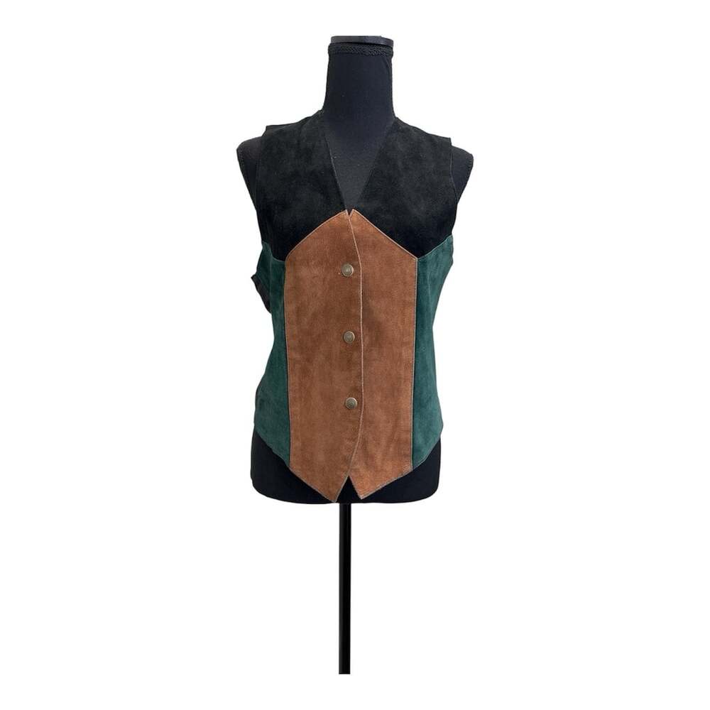 Vintage Voyageur Suede Color Block Vest Size L